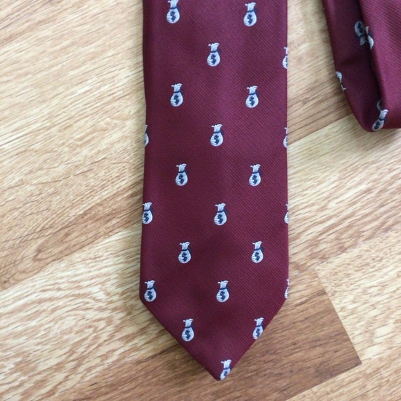 Keys & Lockwood Red Money Bags Polyester Necktie - Picture 2 of 4